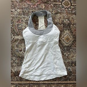Lululemon Racerback White Striped Tank Shirt Size 2